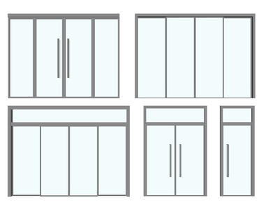 现代办公玻璃双开门su模型