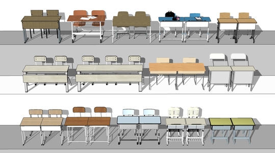 现代书桌椅组合SU模型