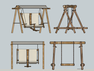 现代庭院秋千_吊椅SU模型
