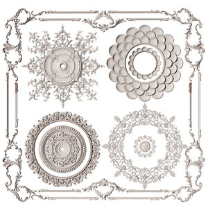 欧式石膏雕花角花,灯盘3d模型