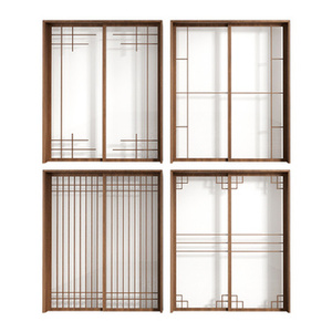新中式玻璃门 推拉门su模型