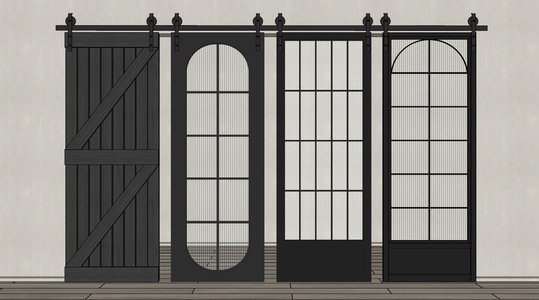 现代谷仓门，推拉门SU模型