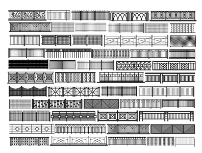 现代围栏 铁艺栏杆 防护栏su模型