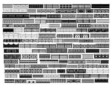 现代铁艺栏杆 围栏  围挡su模型