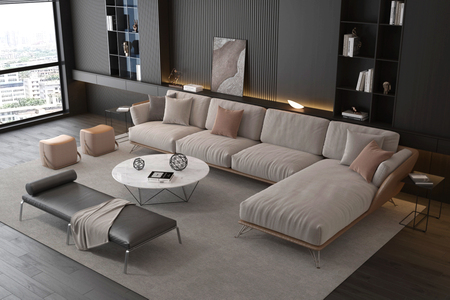 米洛提 Minotti 暗黑风组合沙发su模型