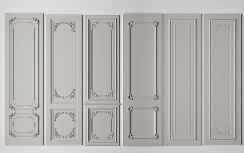 欧式雕花法式护墙板 墙裙su模型