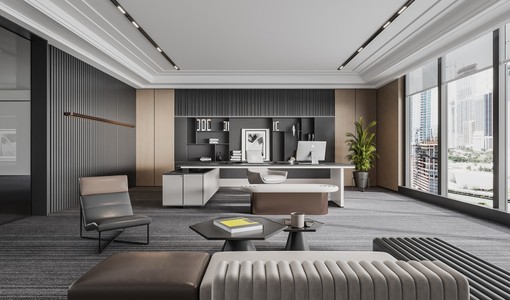 现代总经理办公室3d模型