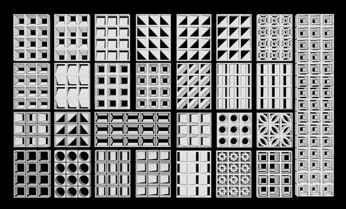 现代水泥镂空隔断SU模型