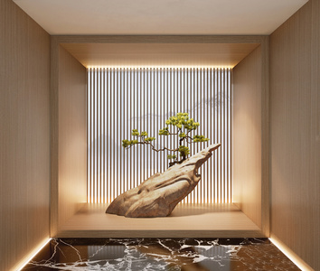 新中式景观小品su模型