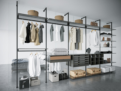 现代衣帽间衣柜su模型 