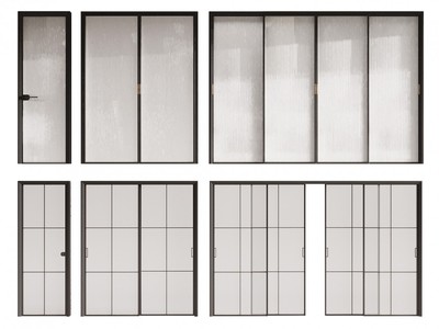 现代推拉门，玻璃门su模型