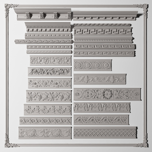 欧式法式石膏线角线，雕花浮雕线条素su模型