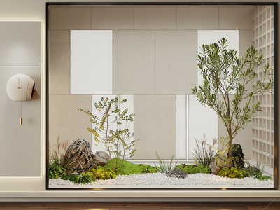 室内植物堆 景观小品su模型