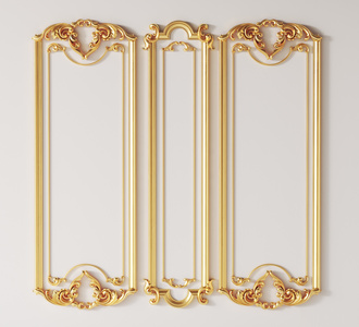 欧式镀金雕花护墙板石膏线条su模型