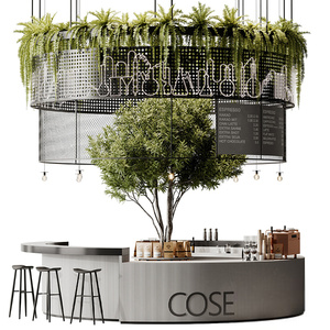 现代咖啡店咖啡厅岛台收银台su模型