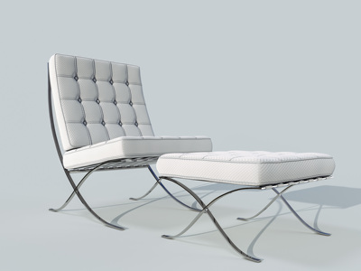 白色布艺金属躺椅