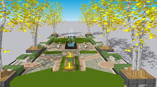 小广场景观带喷泉