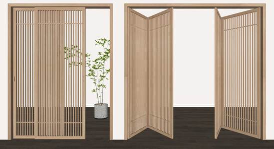 日式折叠门，推拉门SU模型