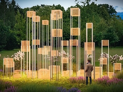 现代户外亚克力艺术雕塑小品SU模型