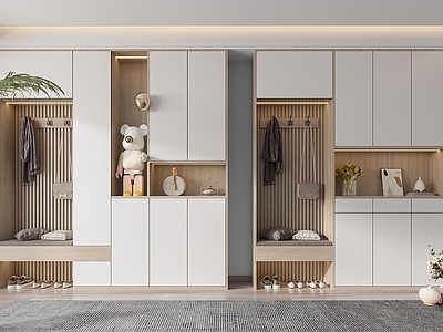 现代玄关鞋柜鞋子，