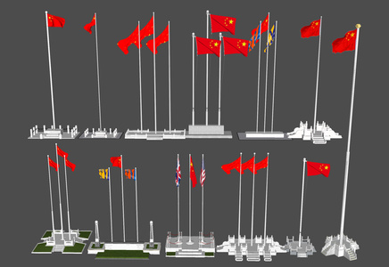 现代旗台景观小品