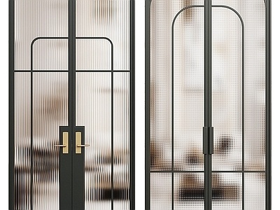 现代玻璃双开门SU模型