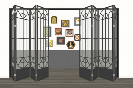 法式复古玻璃折叠门，推拉门SU模型