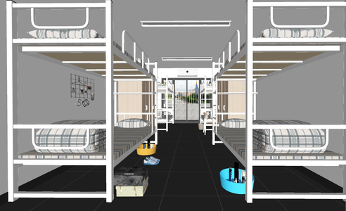 现代学生宿舍SU模型