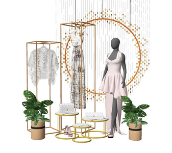 服装模特，展架SU模型