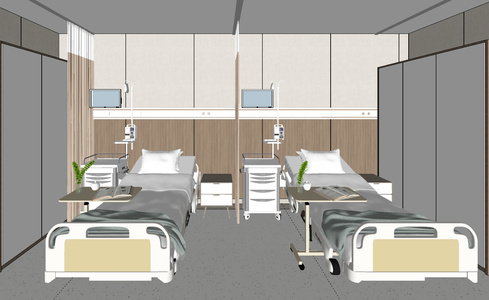 现代病房SU模型