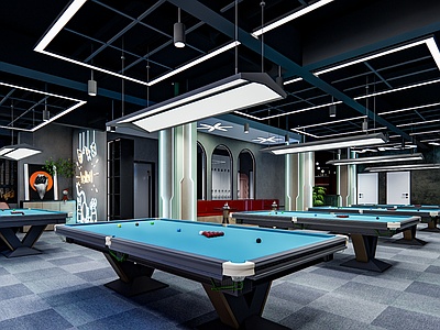 现代台球室SU模型