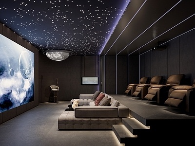 现代影音室SU模型