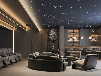 现代影音室SU模型