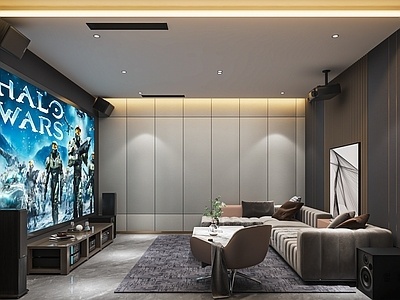 现代影音室SU模型