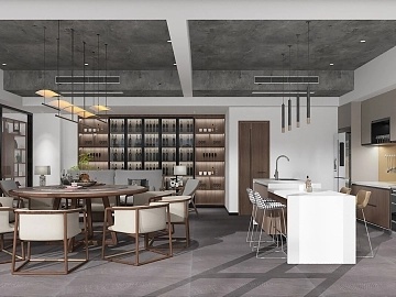 新中式餐厅包间包房圆形餐桌椅