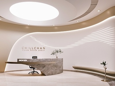 现代办公前台，服务台SU模型