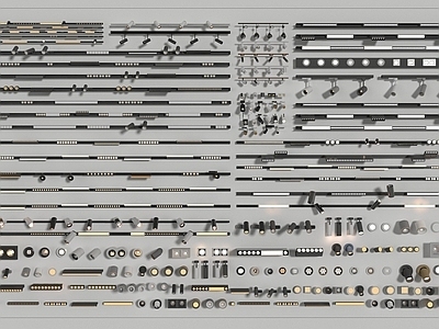 现代筒灯射灯轨道灯组合SU模型