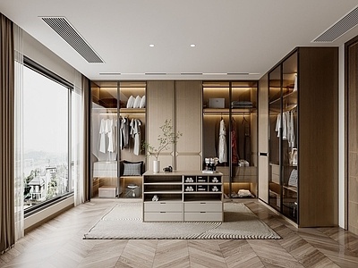 新中式衣帽间台SU模型