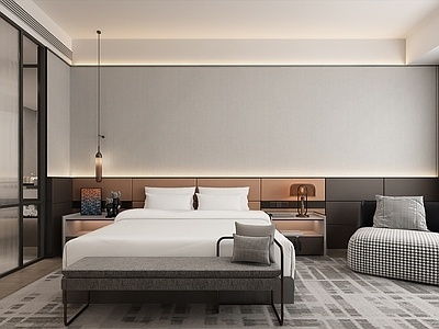 现代酒店客房SU模型
