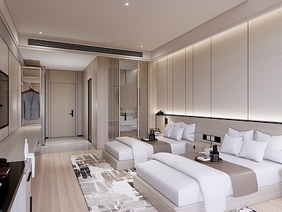 现代酒店客房SU模型