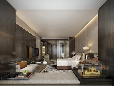 现代高档酒店房间SU模型