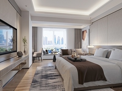 现代酒店客房SU模型