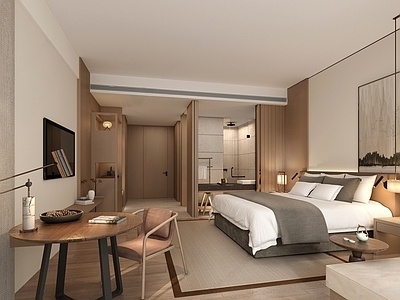 现代酒店客房SU模型