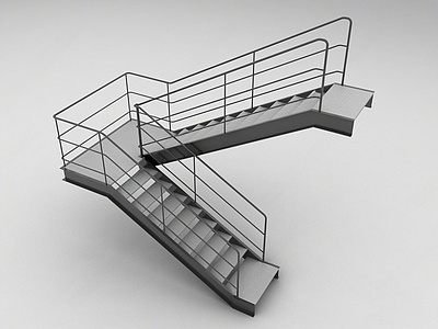 现代户外钢架扶手楼梯SU模型