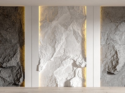 现代毛石墙面背景墙SU模型