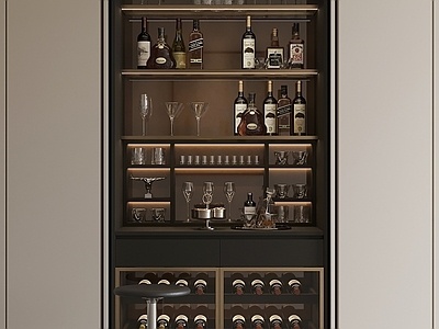 现代水吧酒柜SU模型