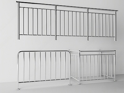 现代不锈钢栏杆，防护栏SU模型