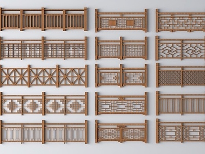 中式围栏护栏SU模型