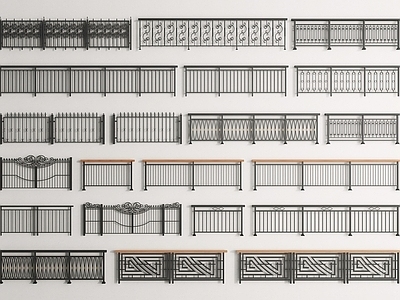 现代栏杆,护栏,围栏SU模型
