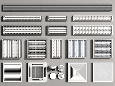 现代格栅灯,空调出风口,排气口SU模型